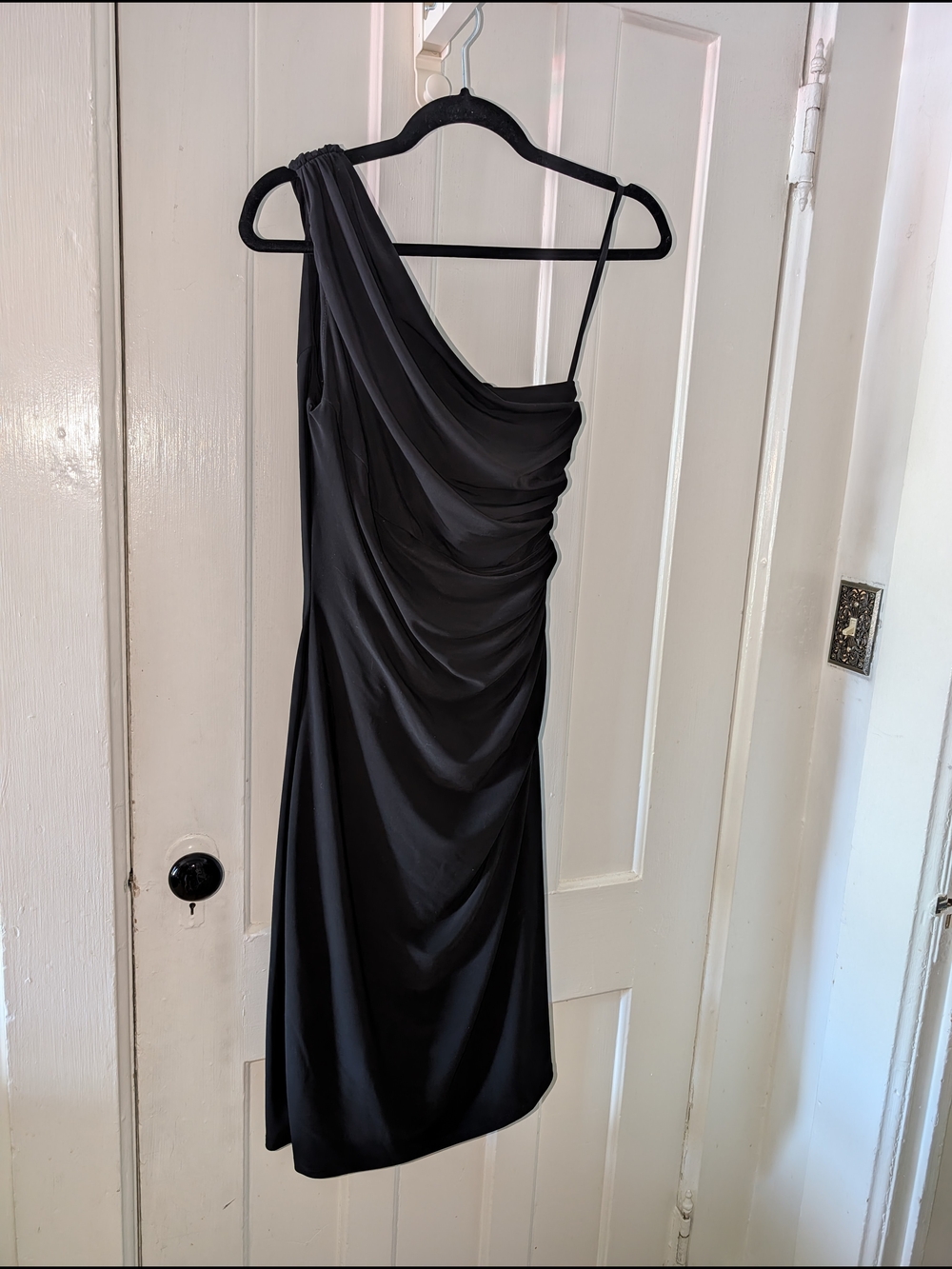 Lauren Ralph Lauren Black One-Shoulder Ruched Cocktail Dress Size 6